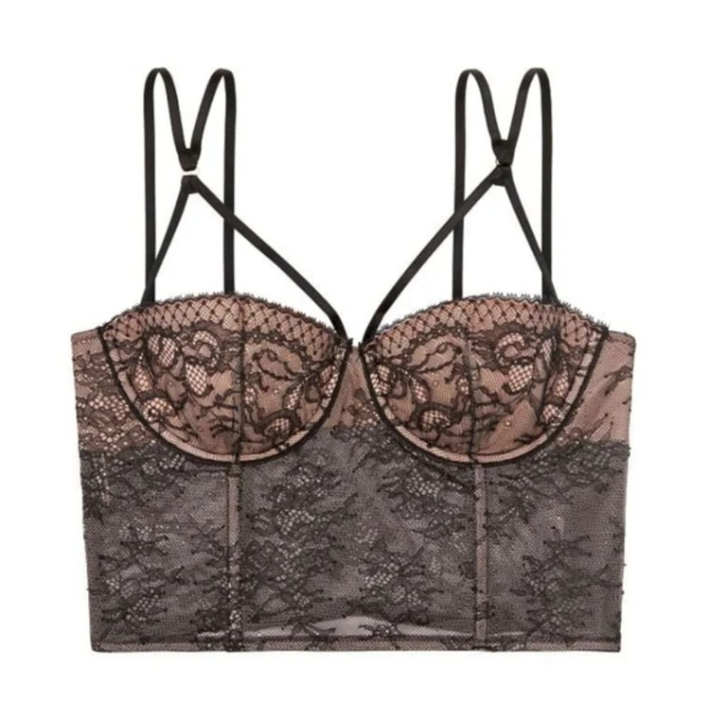Victoria's Secret Very Sexy Lace Lightly Lined Corset Bustier Top, Sz 34D